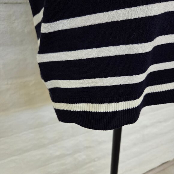 LOFT Top Womens Small Blue White Navy Stripe Cap Sleeve Sweater Shirt Blouse - Picture 8 of 11